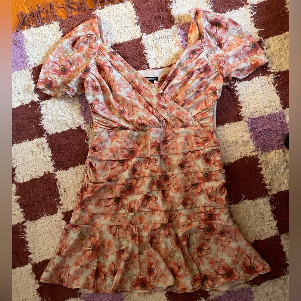 Express Pink and Orange Floral Dress